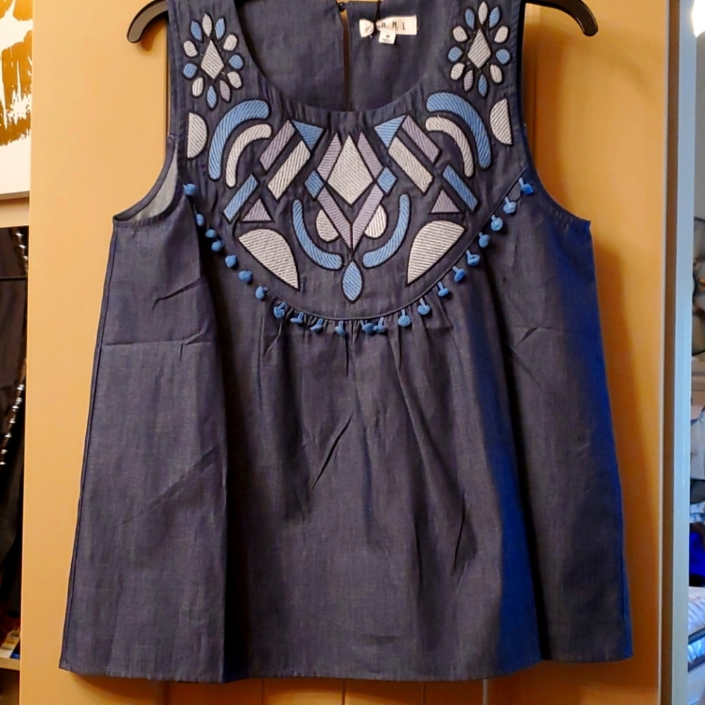 Denim cotton sleeveless too